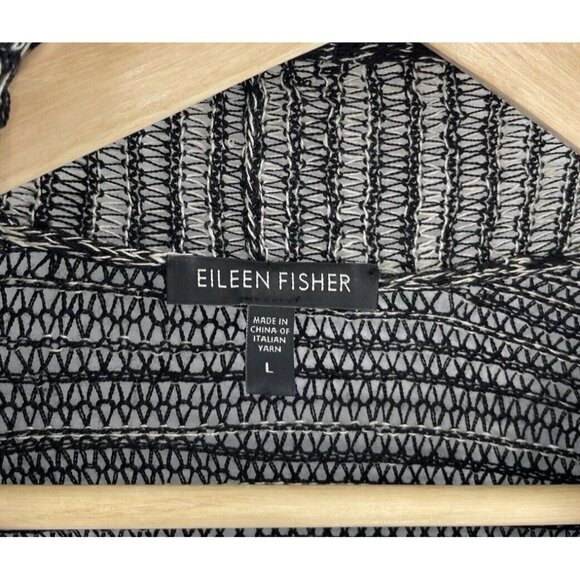 Eileen Fisher 85% Wool 15% Linen Italian Yarn Open Cardigan Lagenlook Sz L Flaws - Picture 4 of 16